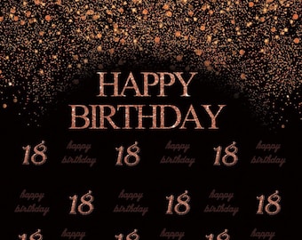 Striscione Personalizzato Decorazioni 18 Anni Compleanno - Striscione 'Cheers To 18 Years' E 'Happy Birthday', Oro Nero, 180x30 Cm Striscione Buon Compleanno Oro Nero