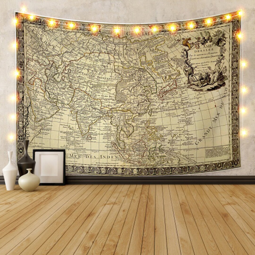 Produktbild von Omnihabits Weltkarte Wandteppich, Wandtuch, Tapisserie, Tagesdecke, Wandbehang Mit Hoch