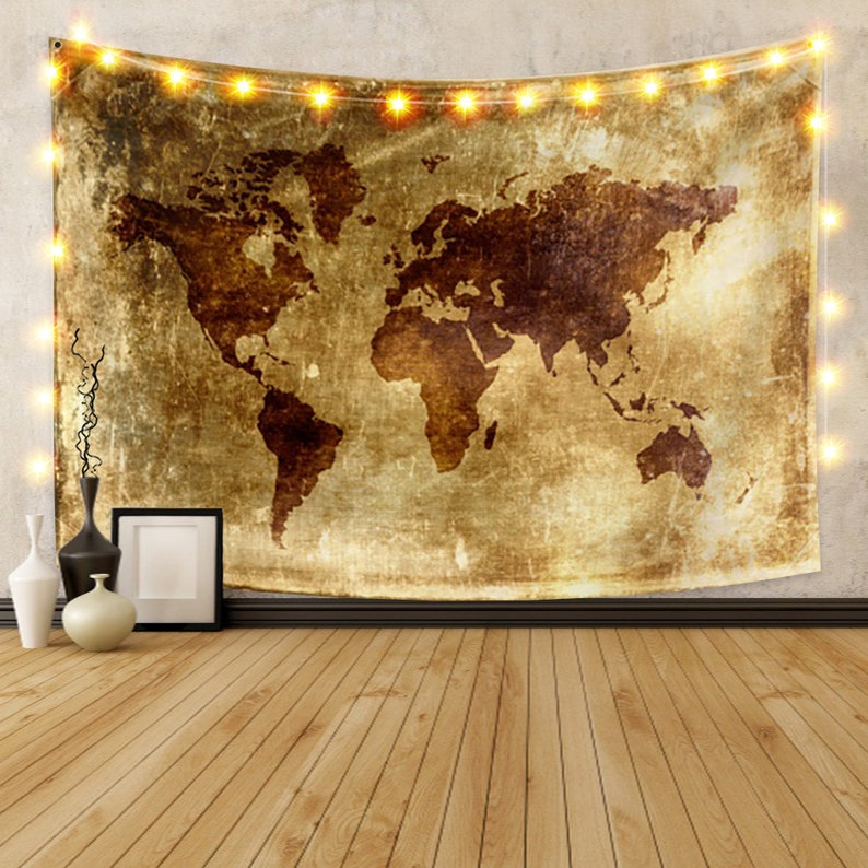 World Map Tapestryworld Map Tapestry for Roommap Home Decor Etsy