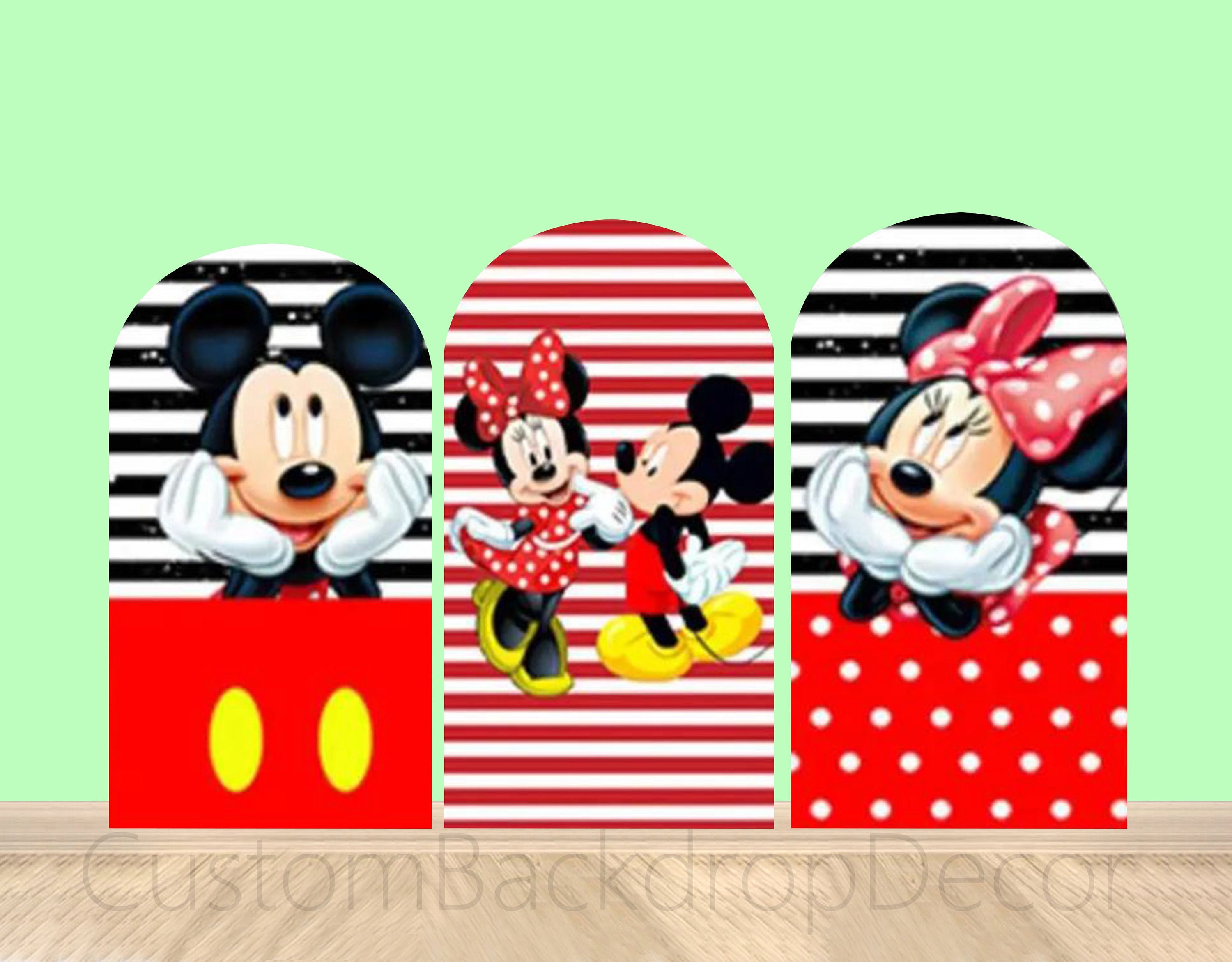 Mickey Minnie Mouse Round Arch Cover Wall Backdrop Cartoon Arch Background Kids Birthday Party Baby Shower Decor Elastic Arch Backdrop Cover