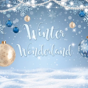 Winter Wonderland Ice Snow Photography backdrop,Snowflake Blue backdrop Birthday Party Merry Christmas Decor Background Photo Booth Studio