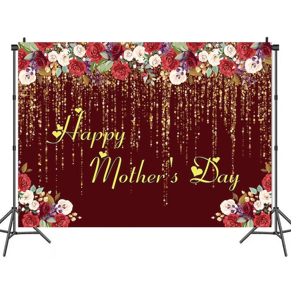 Toile de fond « Happy Mother's Day » - Motif floral rose - Photographie