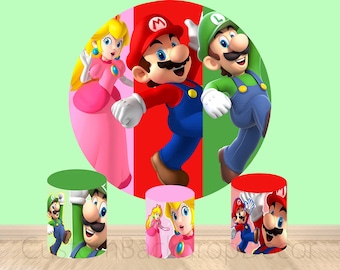 Toile De Fond Anniversaire Super Mario Ronde - Décoration Fête Garçon - Polyester