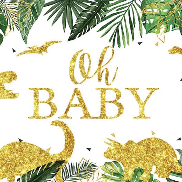 Kis 1st Birthday Jungle Photography Backdrops Tropical Plants Gold dinosaur Party Baby Shower newborn Decor Background Photo Booth Studio