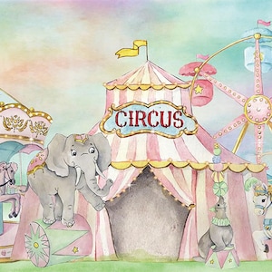 Carnival Circus Stage Party Photography Backdrop Cartoon Girls 1st Birthday Party Decor Bokeh Baby shower Background Photo Booth Studio Prop