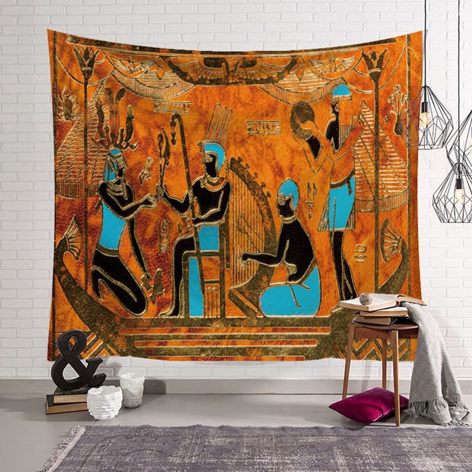 Egyptian Wall Tapestry Living Room Decoregyptian Ancient Etsy