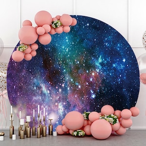 Round Colorful Starry sky Photography Backdrop Wedding Birthday Party Baby shower Circle Background Photo Booth Studio Props,Custom Backdrop