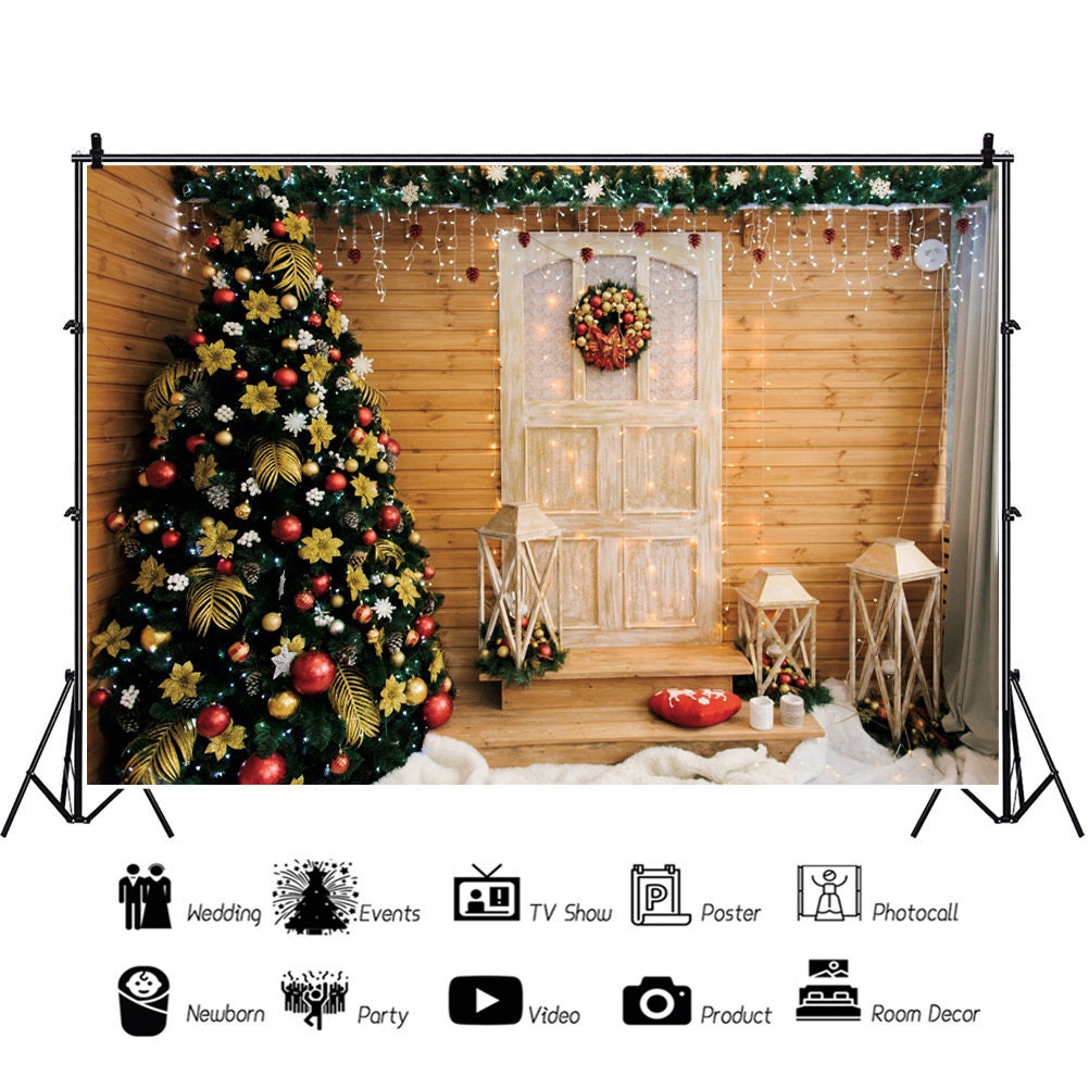YongFoto Fondale Fotografico 2x2m Vinile - Sfondo Natale Con Fiocchi Di Neve, Glitter E Luci Bokeh - Per Festa Bambini E Servizi Fotografici - 2