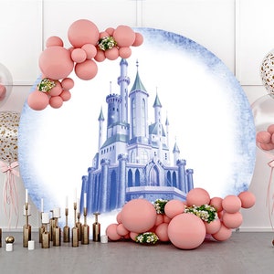 Runde blaue Schloss alles Gute zum Geburtstag Fotografie Hintergrund, Kinder Prinzessin Prince Party Decor Kreis Hintergrund Foto Studio prop, Custom Hintergrund