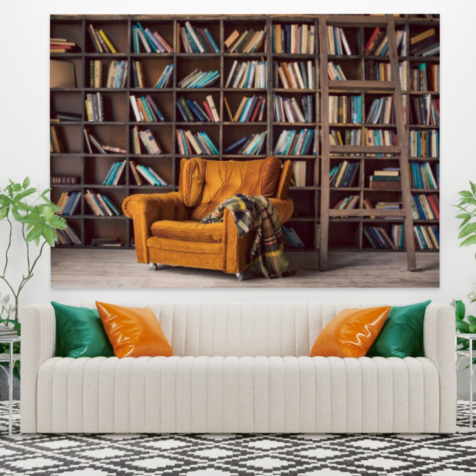 Retro Library Wall TapestryBook Tapestry for Living Etsy