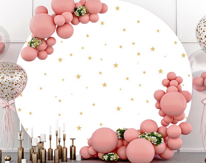 Golden Stars Simple Round Anniversary Backdrop Kit