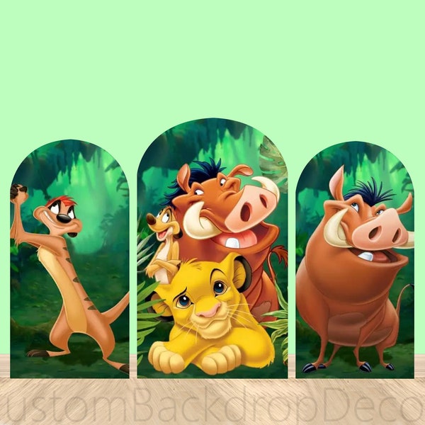 Lion King Simba Round Arch Cover Wall Backdrop Chiara Arch Background Wild One Safari Jungle Boys Birthday Party Elastic Arch Backdrop Cover