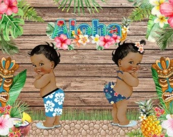 Aloha Themen Gender Reveal Baby Shower Fotografie Hintergrund, tropische Blumen Luau Party Selfie Hintergrund Photo Booth Studio, benutzerdefinierte Kulisse
