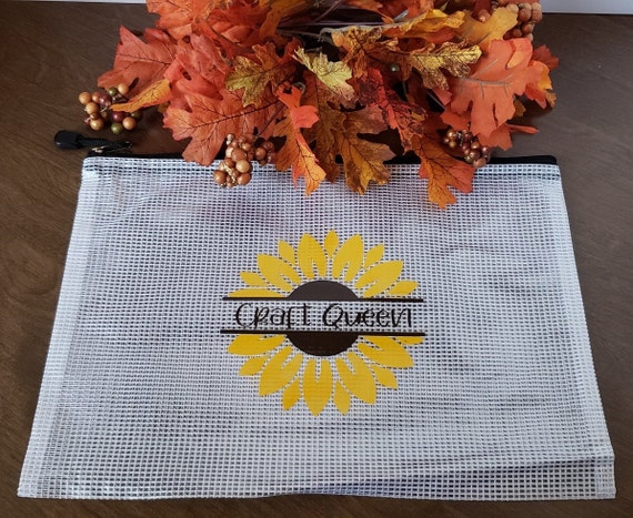 Vinyl Mesh Project Bags for Cross Stitch/needle Art Sunflower With Custom  Name 