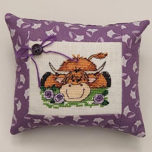 Tiered Tray Decor - Highland Cow Mini Purple Pillow