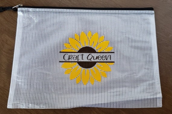 Vinyl Mesh Project Bags for Cross Stitch/needle Art Sunflower With Custom  Name 