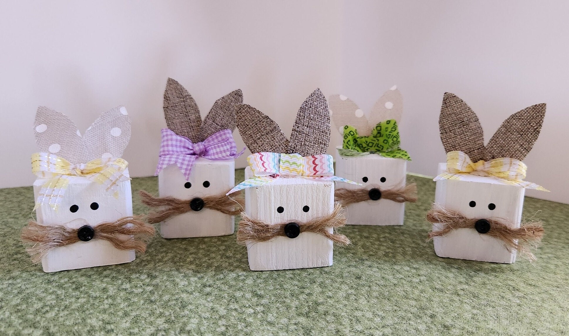 Wood Block Bunnies Table Decor Etsy