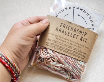 DIY Friendship Bracelet Kit, Make your own jewellery, Pastel bracelet set, Easy crafts for adults, Letterbox craft kit