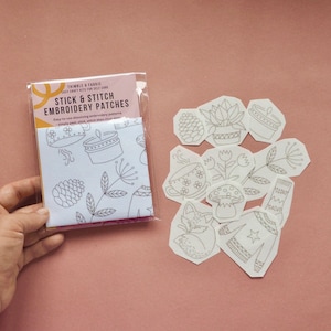 Cottagecore Stick and Stitch Embroidery Patches, Boho DIY embroidery designs, Beginner friendly sewing patterns, Unique craft gift