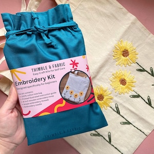 Sunflower Tote Bag Embroidery Kit, wiederverwendbarer Shopper, nachhaltiges Geschenk