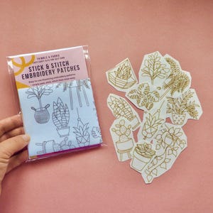Botanical Stick and Stitch Embroidery Patches, Plant lady gift, DIY embroidery designs, Beginner friendly sewing patterns & craft gift