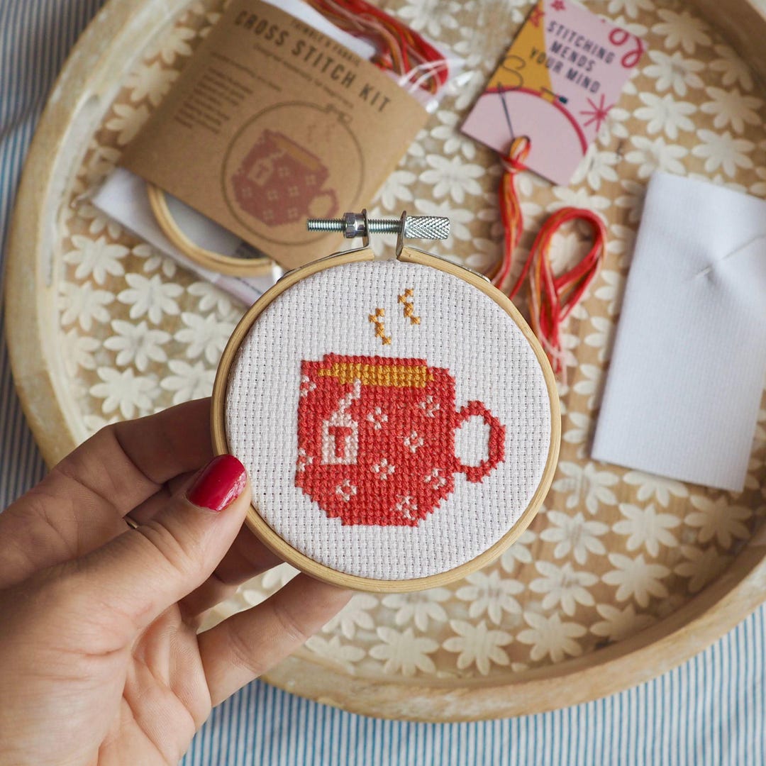 Mini Rph Tea Mug Mini Cross Stitch Kit for Beginners | Easy Floral Stitching ...
