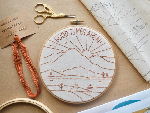 Good Times Ahead Embroidery Kit, Embroidery pattern, Sewing gift, Mindfulness activities