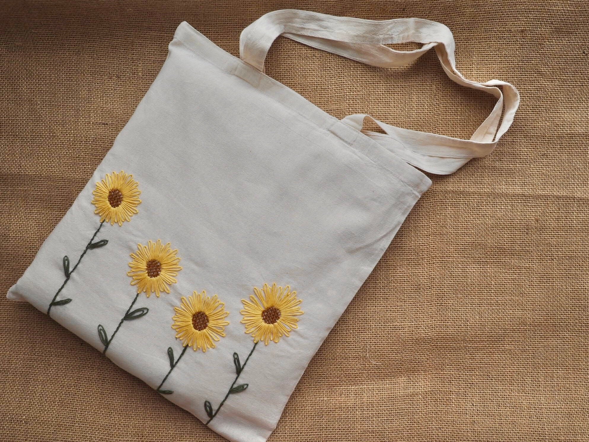 Sunflower Tote Bag Embroidery Kit Reusable Shopper Etsy UK