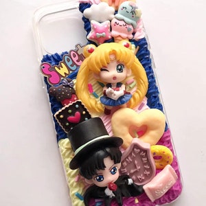 Kawaii diy Sailor Moon iPhone Decoden custom manga anime phone case whipped cream for iPhone ++