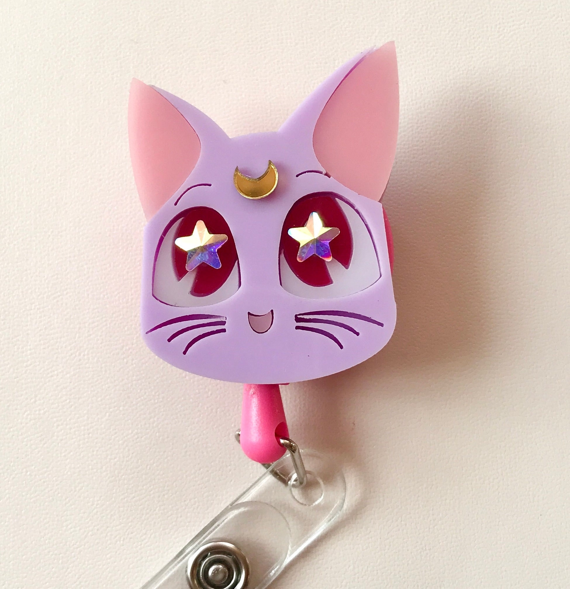 Handmade Kawaii Cute Acrylic Cat Badge Reel