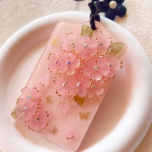 Porta biglietti da visita fatto a mano con fiori di ciliegio