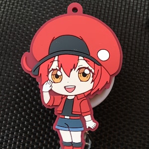 Silicone kawaii Japanese manga girl badge reel