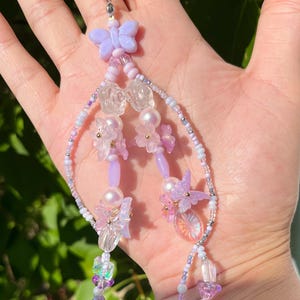 Super cute purple butterfly and beads phone strap