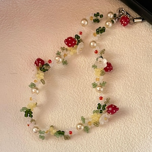 Sangle de téléphone super mignonne avec fraises et perles