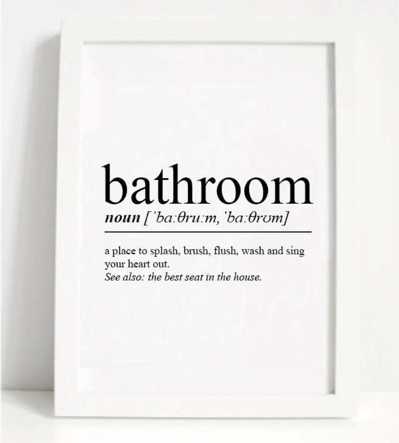 Framed Bathroom Dictionary Print Wall Prints Wall Art Home Etsy