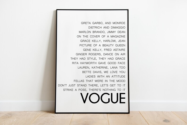 Framed Vogue Print Celebrity Wall Prints Home Prints Vogue Etsy UK