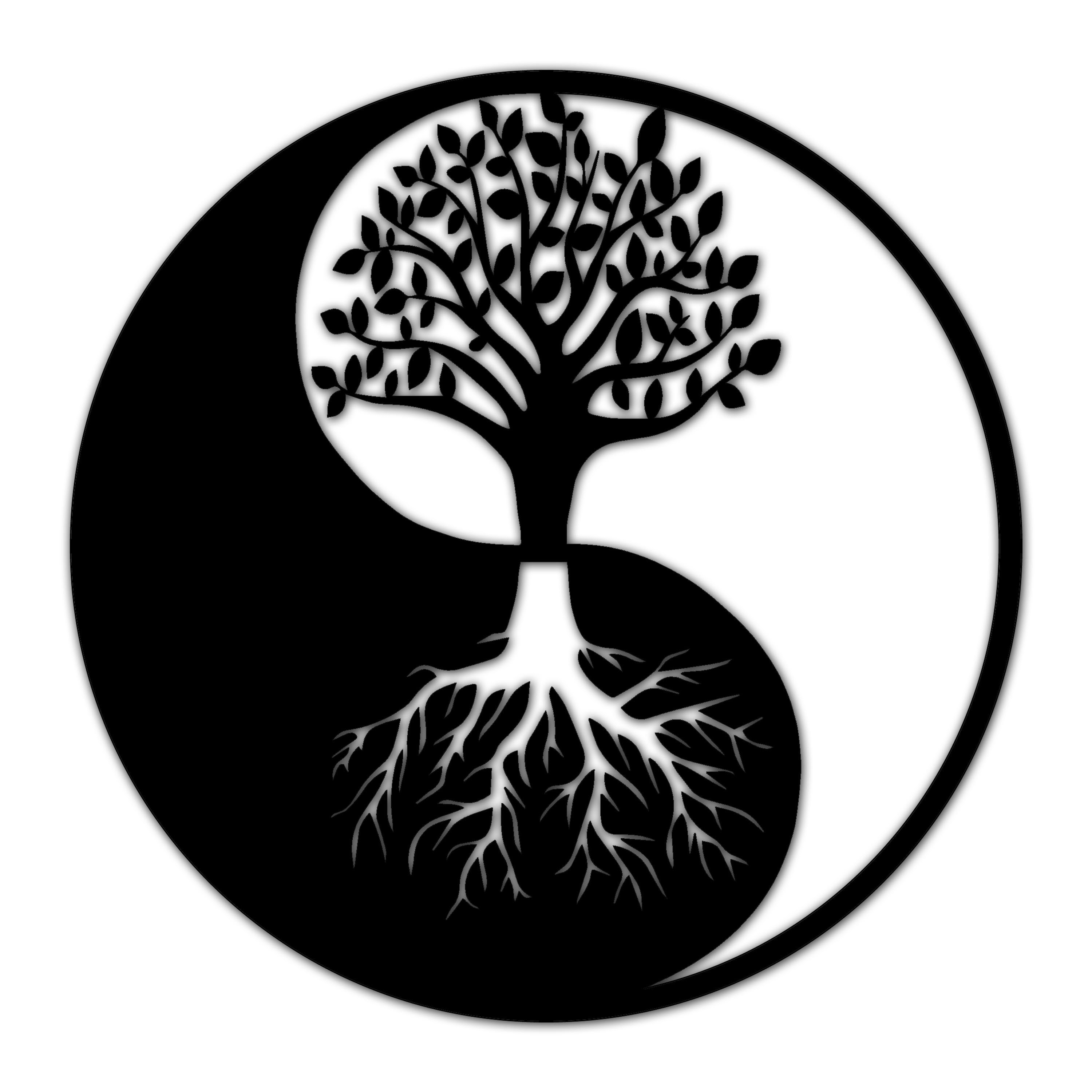 Venodeco Black Metal Wall Art Yin and Yang Life Tree Modern | Etsy