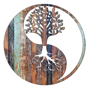 Handcrafted Yin Yang Wood Metal Wall Decor - Bring Balance and Serenity to Your Home's Decor with this Artistic Masterpiece