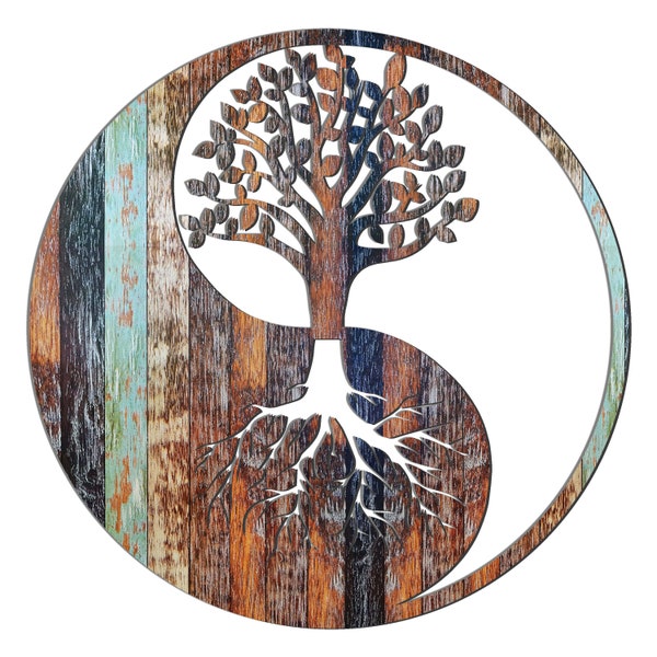 Handcrafted Yin Yang Wood Metal Wall Decor - Bring Balance and Serenity to Your Home's Decor with this Artistic Masterpiece