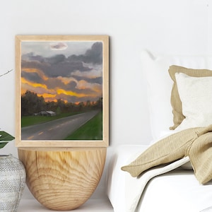 Country Barn Sun Setting in Farm Field/ Asheville, NC Blue Ridge Mts/ Appalachian country home/ Orange Sky/ old barn