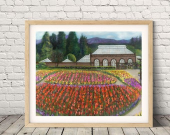 Conservatorio presso Biltmore Estate ad Asheville NC/Original Art Print/ Digital Drawing of Flowers Tulips Azalea/Forest Trail Art