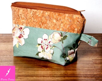 Mädchen Kosmetiktasche mit Blumen in grün