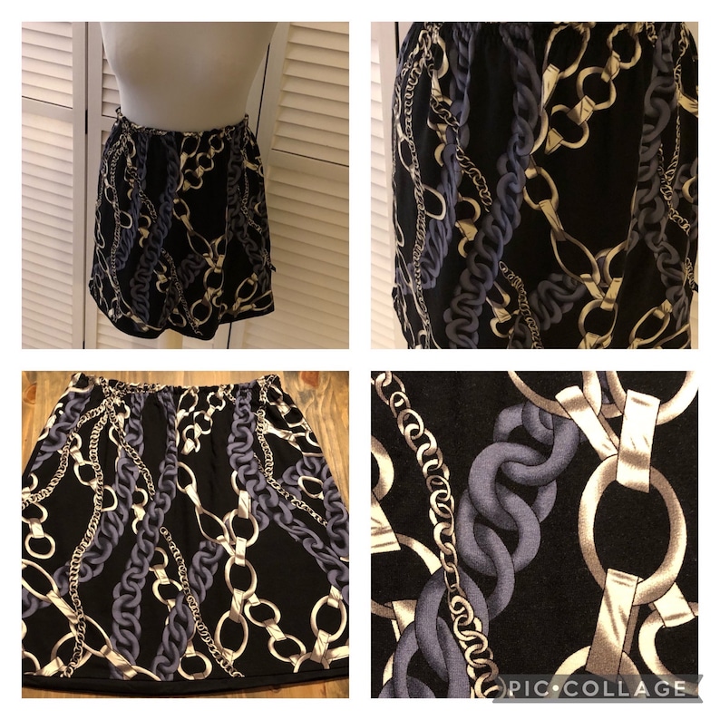 CACHEUR skirt hip skirt mini skirt short skirt overskirt hip flatterer reversible skirt black with fashionable chain pattern image 1
