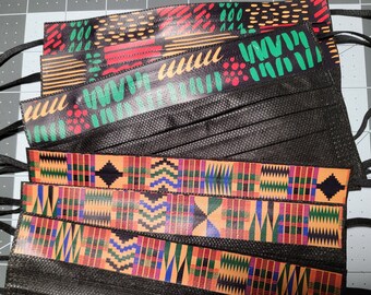 Disposable Black History Face Mask, African Kente Mask