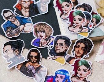 Sticker Fantasy characters cyberpunk themed pack