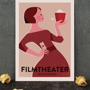 Postcard A6 Movie Theater Cinema Popcorn