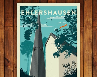 Postcard A6 Ehlershausen Church Tower