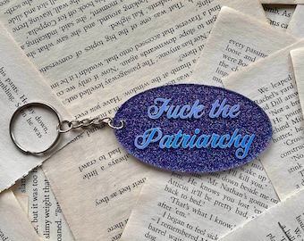Taylor Swift Keychain Fuck the Patriarchy Glitter Acrylic Keychain, inspired by All Too Well