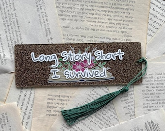 Long Story Short, glitter acrylic artwork bookmark