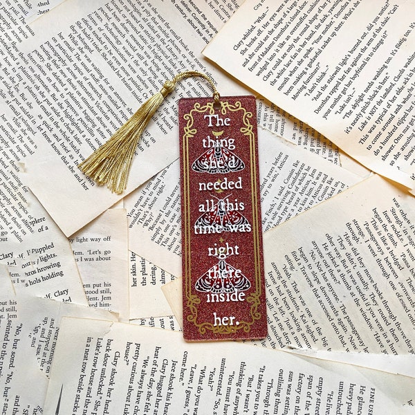 The Crimson Moth/Heartless Hunter by Kristen Ciccarelli, inspired Glitter Acrylic bookmark